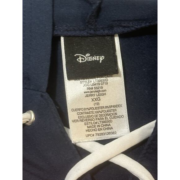 Disney Mickey Mouse Lace-Up Hoodie Tee Navy Juniors XXL Graphic Short Sleeve - Picture 4 of 7